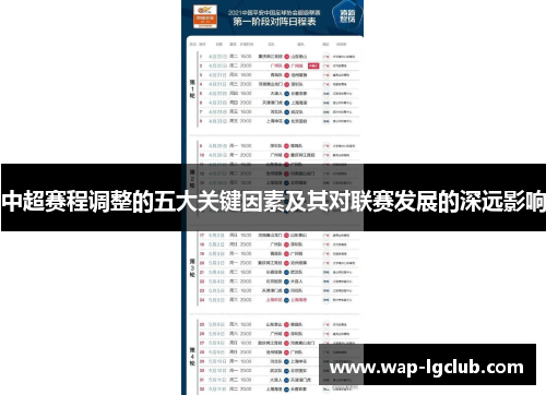 中超赛程调整的五大关键因素及其对联赛发展的深远影响